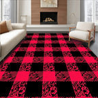 Crimson Black Buffalo Check Squares Rug