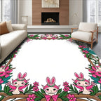 Whimsical Pink Fairy Garden Border Rug