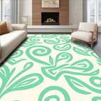 Aqua Swirl Leafy Scroll Rug