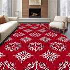 Red White Snowflake Mandala Repeat Rug