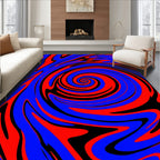 Psychedelic Crimson Blue Swirl Rug