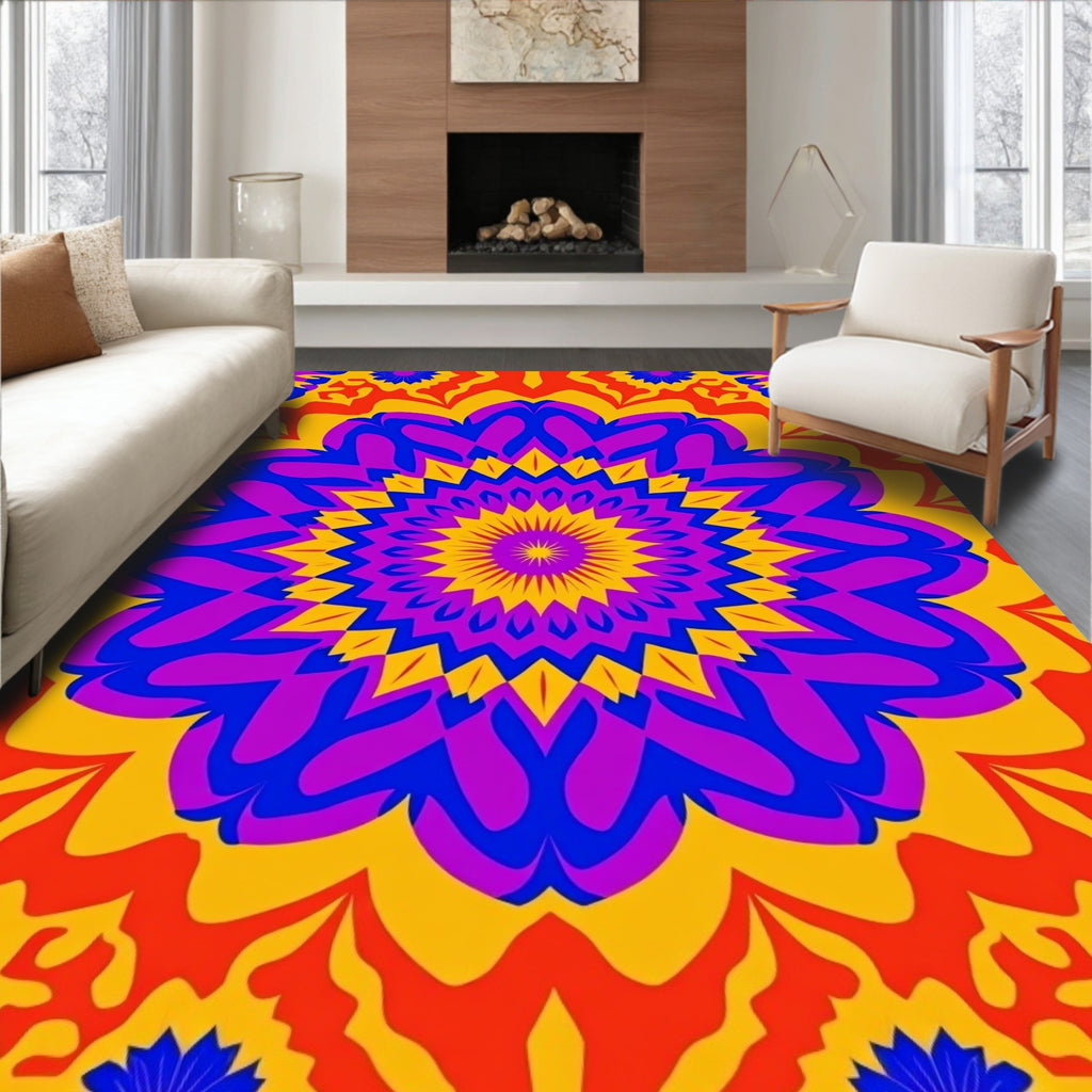 Vibrant Purple Yellow Mandala Radiance Rug
