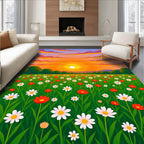 Vibrant Sunset Daisy Meadow Rug