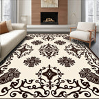 Dark Sepia Floral Medallion Scrollwork Rug
