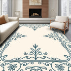 Teal Floral Archival Border Rug
