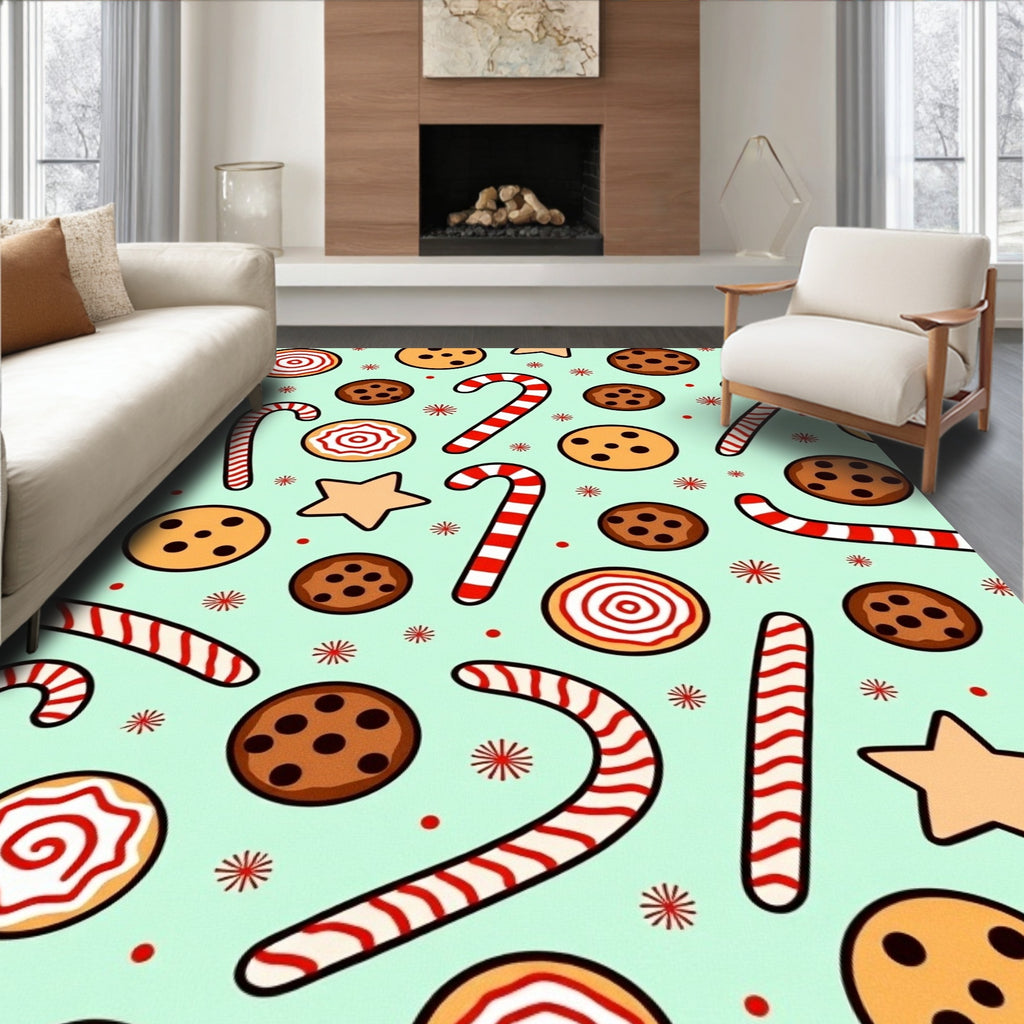 Sweet Holiday Treats Candy Cane Cookies Rug