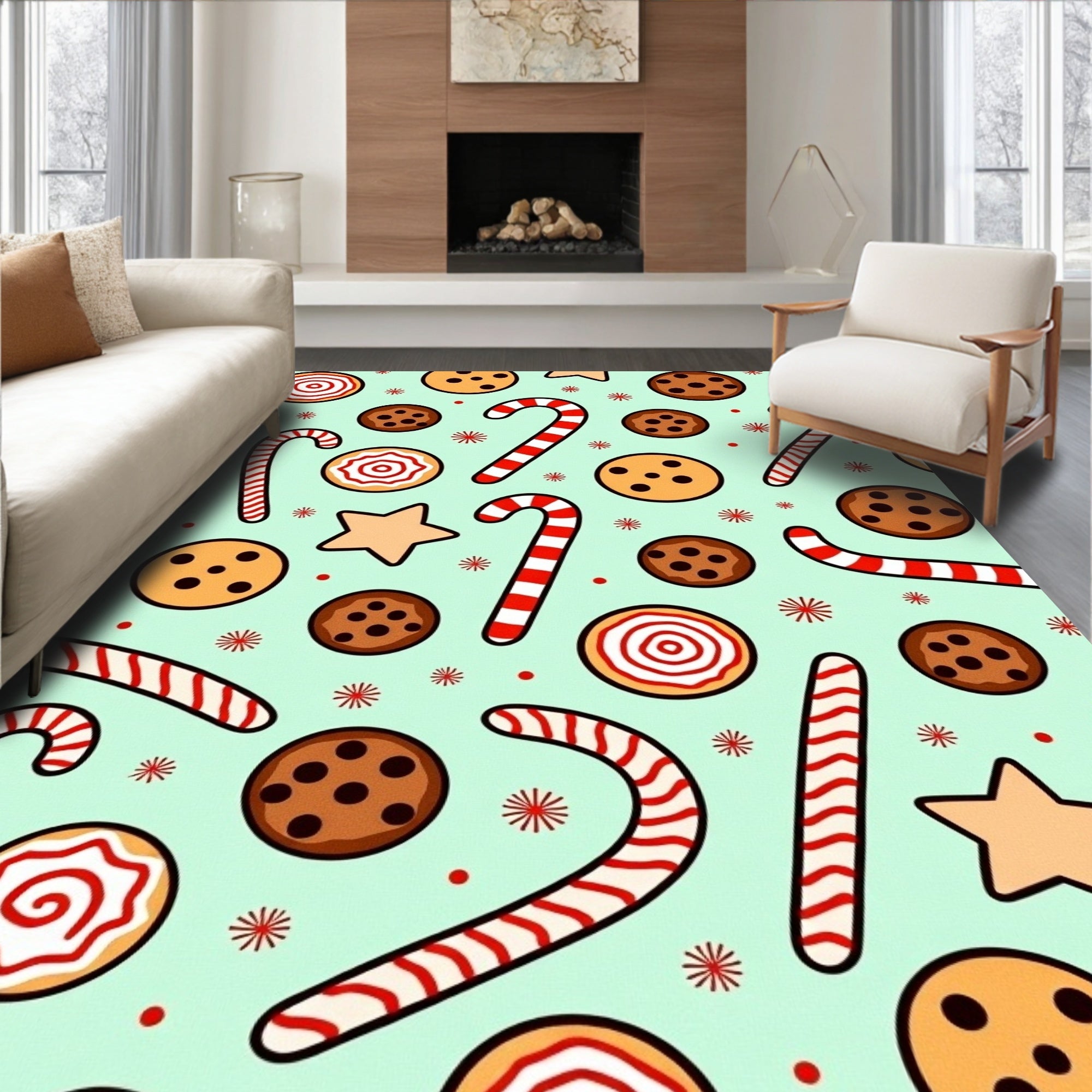 Sweet Holiday Treats Candy Cane Cookies Rug