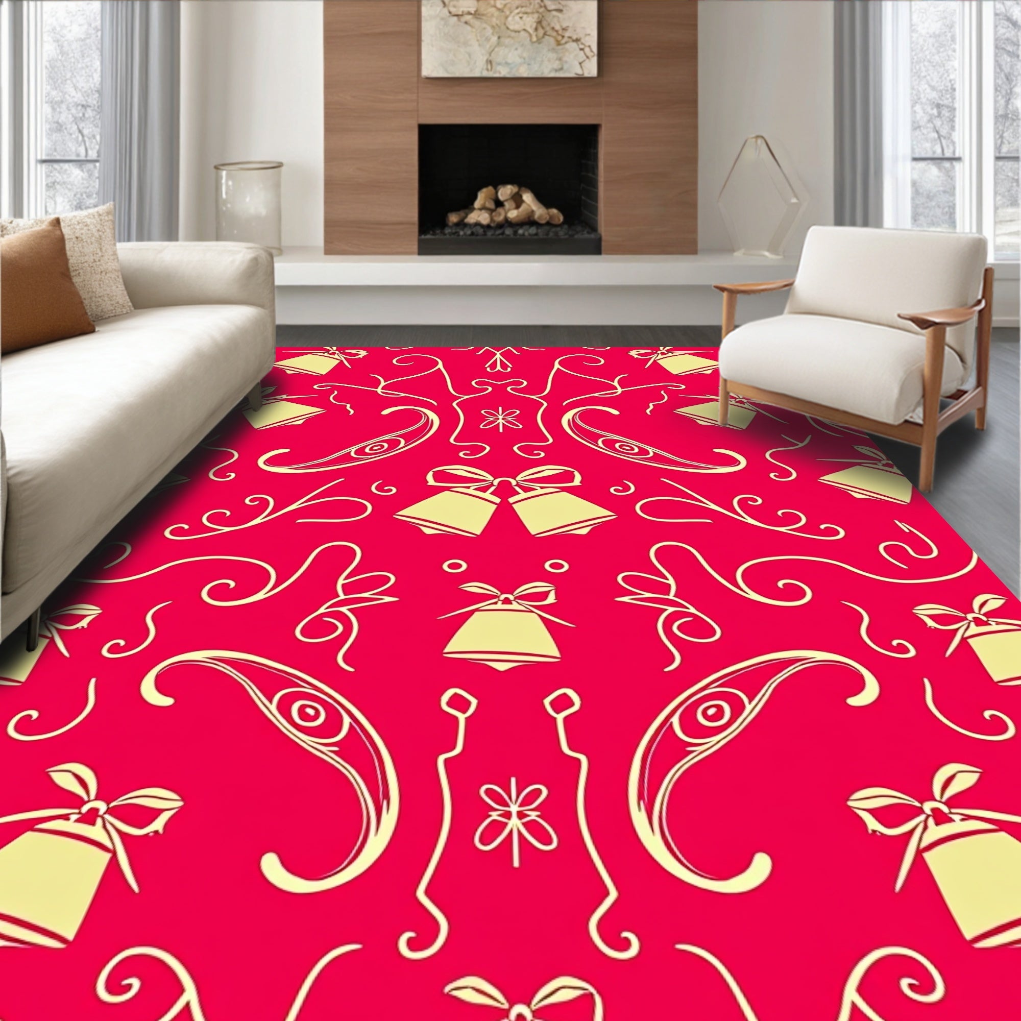 Crimson Bells Paisley Swirls Rug