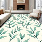 Coastal Teal Leaf Sprig Rug
