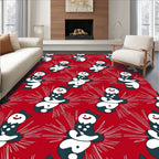 Whimsical Snowman Red Burst Rug