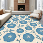 Blue Floral Branches Cream Background Rug