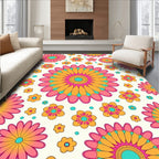 Groovy Pink Orange Yellow Floral Explosion Rug