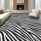 Black White Wavy Stripe Texture Rug