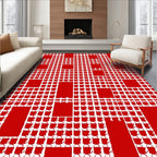 Bold Red Houndstooth Squares Rug