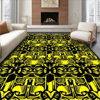 Bold Yellow Abstract Tribal Symmetry Rug