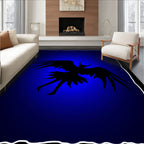 Dark Silhouette Mythical Winged Creature Rug