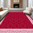 Regal Red Floral Scroll Border Rug