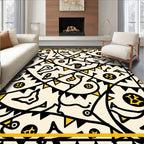Yellow Black Bunting Whimsical Icons Rug