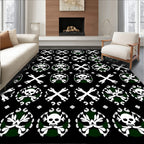 Black White Skull Crossed Bones Rug