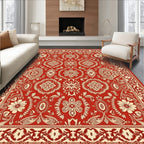 Cardinal Red Floral Medallion Traditional Rug