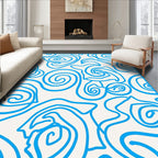 Bright Blue Swirl Floral Harmony Rug