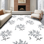 Gray Floral Branch Bird Art Rug
