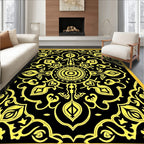 Black Yellow Medallion Allover Rug