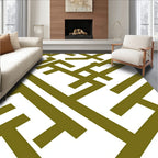 Olive Green Geometric Maze Rug