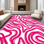Vibrant Fuchsia Swirl Abstract Rug