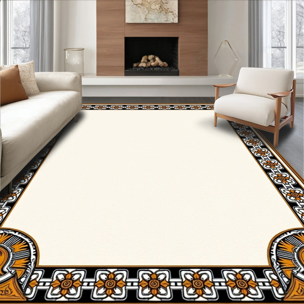 Orange Floral Chain Border Rug