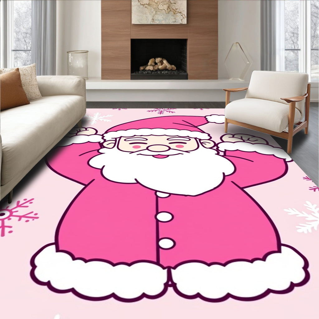 Pink Santa Claus Snowflake Accents Rug