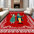 Red Royal Couple With White Border Rug