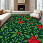 Festive Green Red Berry Foliage Rug