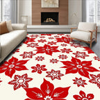 Bold Red Floral Arrangement SeamlessRug Rug