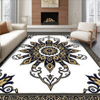 Ornate Navy Gold Floral Mandala Rug