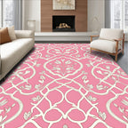 Pink White Floral Trellis Rug
