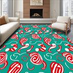 Red White Swirl Candy Cane Pattern Rug