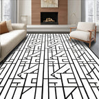 Monochrome Geometric Labyrinth Interlock Rug