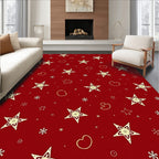 Red Golden Stars Whimsical Hearts Rug