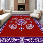 Rich Red Paisley Medallion Border Rug