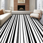 Black White Uneven Linear Arrangement Rug