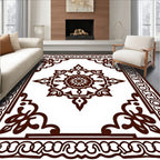 Rich Brown Medallion With Corner Accents Rug