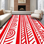 Bold Red Stripe Scroll Rug