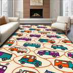 Retro Orange Teal Van Caravan Rug