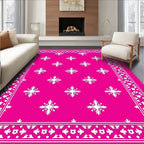 Hot Pink Floral Medallion Border Rug