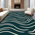 Deep Teal Wavy Stripe Sweep Rug
