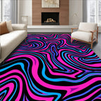 Vibrant Hot Pink Blue Swirl Rug