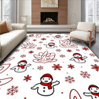Festive Red Snowman Snowflake Medley Rug