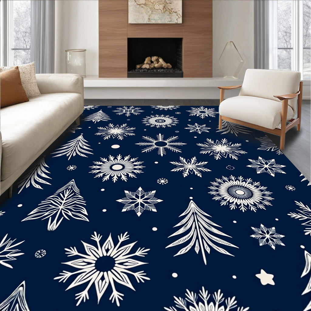 Snowflake Pine Forest Navy Rug