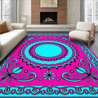 Hot Pink Teal Ornate Mandala Rug
